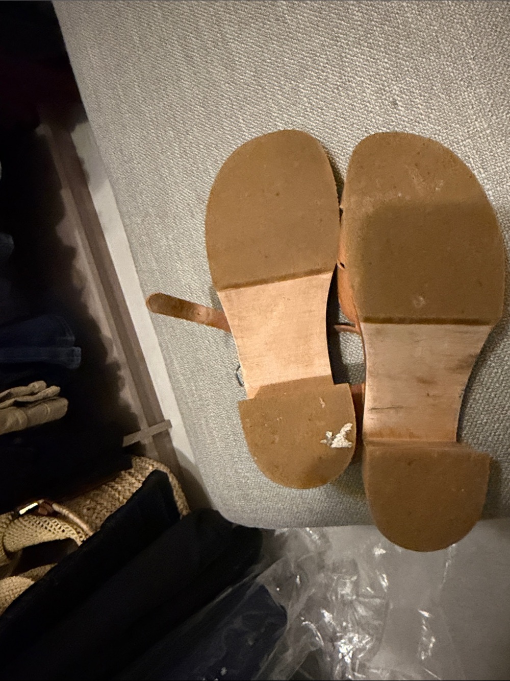 Swedish Hasbeens Tan Leather Slingback Clogs with Cutout Toe - Picture 6 of 6